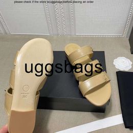 channel shoes Chanelity Slippers Trend New Fashion Flip Flops All-match Personality Horseshoe Heel Flat Comfortable Leather Female Roman Sandals high quality