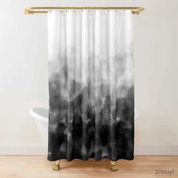 Shower Curtains Ombre White and Black Minimal Shower Curtain Polyester Waterproof Modern Bathroom Curtains Machine Wash Bath Curtains