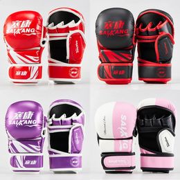 MMA half finger breathable training fierce fighting Tiger muay thai boxing gloves sanda fight boxe mma pads 240117