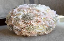 Luxury Silk Rose Bridal Wedding Bouquet Crystals Pearls Beaded Rhinestones Wedding Flowers Bouquets Fashion Supplies Ramo De Flore4437862