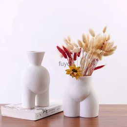 Vases Ceramic Human Body Shape Vase Nude Naked Girl Butt Ceramic Flower Vase Flower Arrangement Modern Home Creative Decoration YQ240117