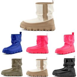 Klassische Brellah Mini-Stiefel, Designer-Stiefel, Tasman-Damen-Plateau-Winter-Booties, klassische Schneestiefel, Knöchel, kurze Schleife, Mini-Fell, Schwarz, Kastanienrosa, Booties-Schuhe 35–40