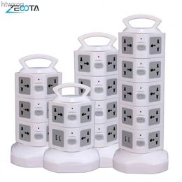 Power Cable Plug Tower Power Strip Vertical Surge Protector Multi Socket Electrical Plug Outlet Dual USB Universal Jack Outlets 3m Extention Cord YQ240117