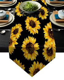 Table Cloth Sunflower Plant Natural Yellow Runner Flag Home Party Decorative Tablecloth Runners