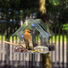 Other Bird Supplies Clear Glass Window Viewing Feeder El Table Seed Peanut Hanging Suction Alimentador Adsorption House Type