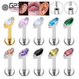 10pcs 36 16G Internally Threaded Earring Stud Labret Lip Cartilage Helix Push-in Pin Nose Piercing Body Jewelry 240117