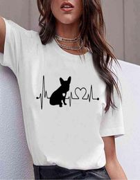 French France Bulldog Dog Dachshund Pug Teckel femme white t shirt graphic tees women harajuku kawaii graphic tees women G12289073856