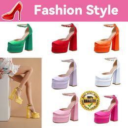 Designer Heels Elegant Bridal Wedding Dress Shoes Lady Sandals White Chunky High Leather Luxury Womens Platform Sandal sliders EUR35-42