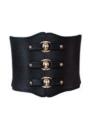 desgin elastic wide Belts for women vintage metal buckle waistband cintos female leather rivet ultra wide belt6538284