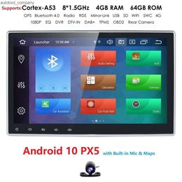 New 10.1Inch Universal Octa Core 2Din Car DVD Android 10 Radio Multimedia Player PX5 4G RAM 64G ROM GPS Navigation IPS Screen Stereo