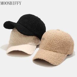 Ball Caps Winter Windproof Cashmere Baseball Caps Lamb Wool Teddy Baseball Hats for Women Men Warm Plush Simple Hat Casual Outdoor Caps YQ240117