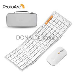 Keyboards ProtoArc XKM01 Foldable Keyboard and Mouse Combo Rechargeable Folding Bluetooth Keyboards Mice for Business Travel Laptop iPad J240117