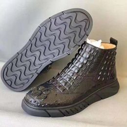 Dress Shoes Wanexing Crocodile Leather Skull Male Boots Fashion Trend High Help Men's Leisure Back Bone Men