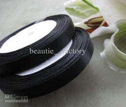 10 pcs 38quot10mm Satin Ribbon Black Colour Wedding Party Craft Sewing Decorations 1 Roll 25yds7267189