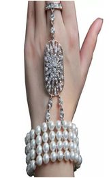 In Stock Ready to ship wedding accessory crystal Bridal Bracelet with ring hand chain6390743