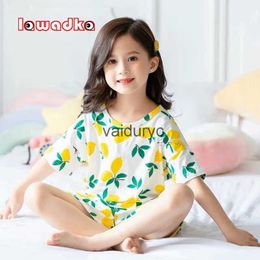 Pyjamas Lawadka Summer Girls Kids Pyjamas Set Short Sleeves Sleepwear For Toddler Boys Cotton Children Pyjamas Set Clothes 2-10Years H240508