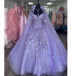 Mexican Lavender Quinceanera Dresses Vestido De 15 Anos Lilac Ball Gowns Charro without Cloak Lace Applqiued Corset Sweet 16 17 Dr230s