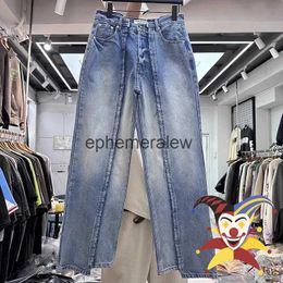 Men's Pants Irregular Patchwork Splicing Straight Leg jeans Pants Men Women Washed Trousersephemeralew