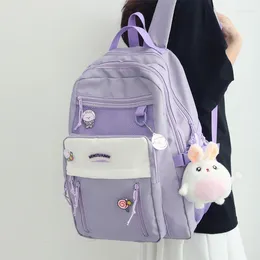 School Bags Preppy Vertical Zipper Waterproof Nylon Women Backpack Female Net Cool Backpacks Ladies Multi-pocket Travel Bag Girl Schoolbag