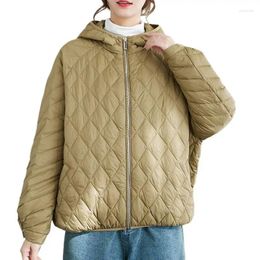 Women's Trench Coats QPFJQD Ladies Korean Hooded Loose Batsleeves Parkas Clothing 2024 Winter Women Original Zipper Cotton Jackets Long
