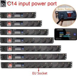 Power Cable Plug PDU power strip cabinet rack wall mounted desktop Voltmeter C14 input power input 2-8 way EU socket expansion appliance YQ240117