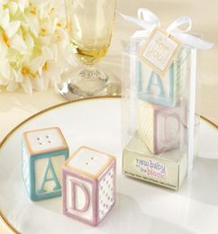 Baby shower Favours New Baby on the Block Ceramic Baby Blocks Salt Pepper Shakers 20pcslot10sets10Boxes For Party Favours and we1383735