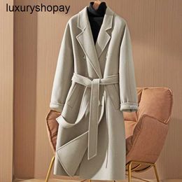 Designer Maxmaras Cashmere Coat Womens Wool Coats 101801 Camel Double Sided Womens Mid Length 2024 New Winter Breasted Button Woolen 3EMW