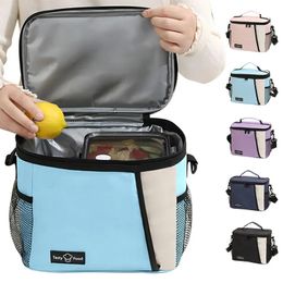 Women Strap Thermal Lunch Bag Food Box Durable Waterproof Office Cooler Lunch Box Ice Insulated Case Camping Oxford Dinner Bag 240117