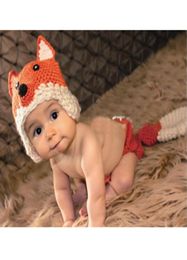 Newborn Pography Props Baby Fox Clothes Caps With Tails Infant Pictures Costumes Crochet Outfits Animal Po Accessories5874810