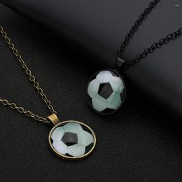 Pendant Necklaces 1pcs 25mm Classic Black And White Football Time Gem Necklace With Tail Chain Lobster Clasps For Festive Jewellery Gifts