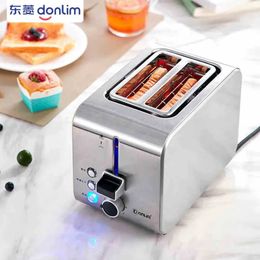 Donlim Toaster Stainless Steel Toast Oven Baking Kitchen Appliances Breakfast Bread Maker Fast Safety Two Slot 7gear 240116