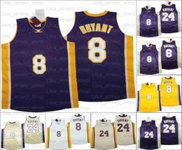 Basketball Jerseys celebrity Full embroidery high quality Black snake portrait Edition Number 8 and 24 Purple gold white grey7761132