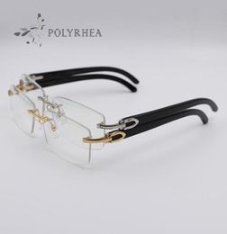 Black Buffalo Horn Frames Gold Rimless Optical Sunglasses Men Women Brand Designer Glasses Carving Eyewear With Box And Cases1517251