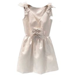 Designer Basic & Casual Dresses Miu's summer women's dress French celebrity style bowknot suspender dress summer white fairy dress RI3M