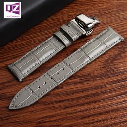 Grey Genuine Leather watchband 16mm 18mm 20mm 22mm 21mm cow leather watch strap Grey Colour bracelet soft wristwatches band belts 240116