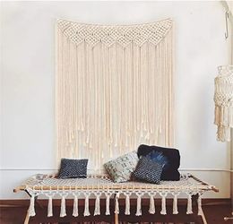 Handmade Bohemia Tapestry Boho Rustic Wedding Macrame Curtain DIY Wall Hanging Backdrop Cotton Vintage Party Home Decor Gifts 240117