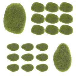 Decorative Flowers 20 Pcs Artificial Moss Stone Green Decor Ornament Fake Stones Mossy Flocking Plant Wall