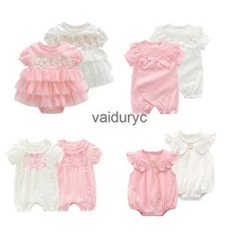 Sets Lawadka Princess Baby Girl Bodysuits Sommerstil Bodysuit für Kleinkinder Spitzen Neugeborene 1. Geburtstagsfeier Twin Clothing H240508