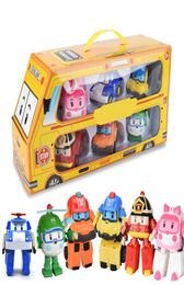 Set of 6 Pcs Poli Car Kids Robot Toy Transform Vehicle Cartoon Anime Action Figure Toys for Children Gift Juguetes LJ2009301832175