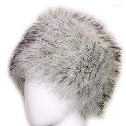 Berets Women Faux Fur Hat Russian Style Winter Warm Skiing Fluffy Earmuff Outdoor Costume Accessory