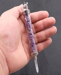 Pendant Necklaces Reiki Wand Scepter Spiritual Balance Chips Stone Bottle White Crystal Hexagon Pillar Healing Point Jewelry 1 Pcs9295157