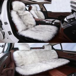 Car Seat Covers 3Pcs Faux Sheepskin For Cars Full Set Long Wool Auto Artificial Cushion Plush Cover Unviersal