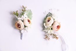 Forest Wedding Supplies Groom Bridal Bridesmaid Wrist Corsage Boutonnieres Romantic Boho Wedding Events Flowers7424567