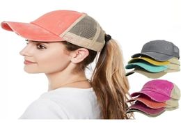 11 color Criss Cross Ponytail Hat Washed Cotton Snapback Caps Messy Bun Summer Sun Visor Outdoor baseball cap Party hat1411471