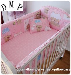 Promotion 6PCS baby crib bedding sets Cot Crib Bedding Set baby bed lineninclude4bumperssheetpillowcase4509035