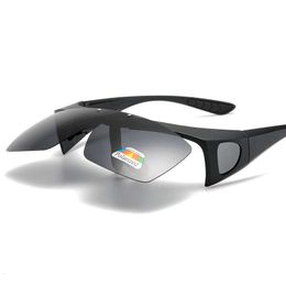 Night vision yellow film upper flip myopia cover glasses men's and women's Sunglasses drivers driving Colour changing Polarised