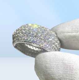 Vecalon Luxury Women ring Pave set 320pcs Diamonique Cz Yellow Gold Filled 925 silver Anniversary wedding ring for women men6112733