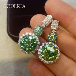 Oversized Diamond 12 CT Green Earrings Excellent cut 8 925 Sterling Silver Plated 18K White Gold Luxury Jewelry 240116
