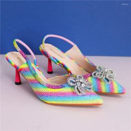 Dress Shoes Latest African Women Slides Summer Style Rainbow Colour With Slippers For Woman Wedding Parties Nigerian