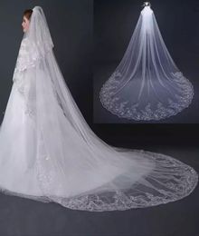 345 Metre White Ivory Cathedral Wedding Veils Long Lace Edge Bridal Veil with Comb Wedding Accessories Bride Veu Wedding Veil9134945